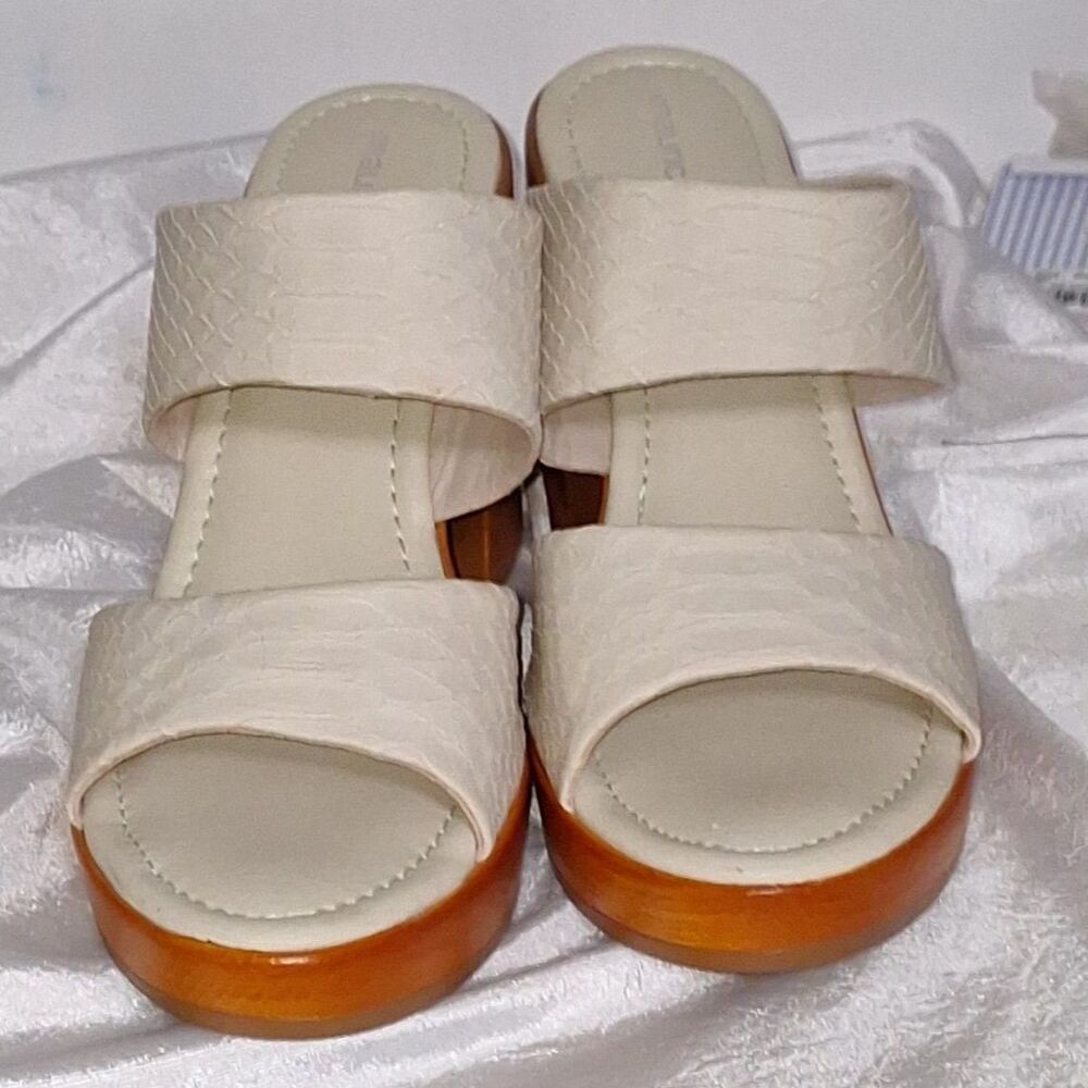 Maurices Slide On Sandal Chunky Heel Platform Open Toe Wedding Summer Size 11